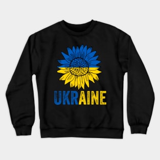 Ukraine Flag Sunflower Vintage  Ukrainian Support Lover Crewneck Sweatshirt